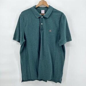 Brooks Brothers 1818 Supima Cotton Polo XL Green Performance Shirt Orange Logo